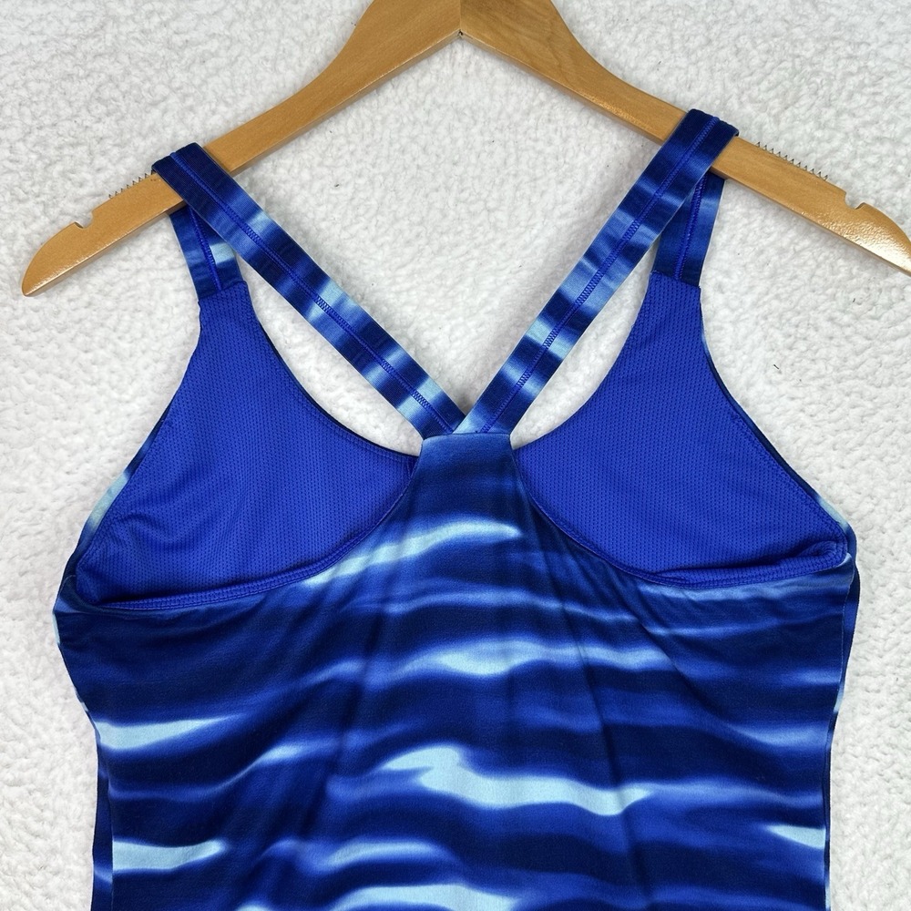 Athleta Tankini Swim Top Womens L Blue Racerback Shelf Bra Crossback Athletic - Picture 5 of 14